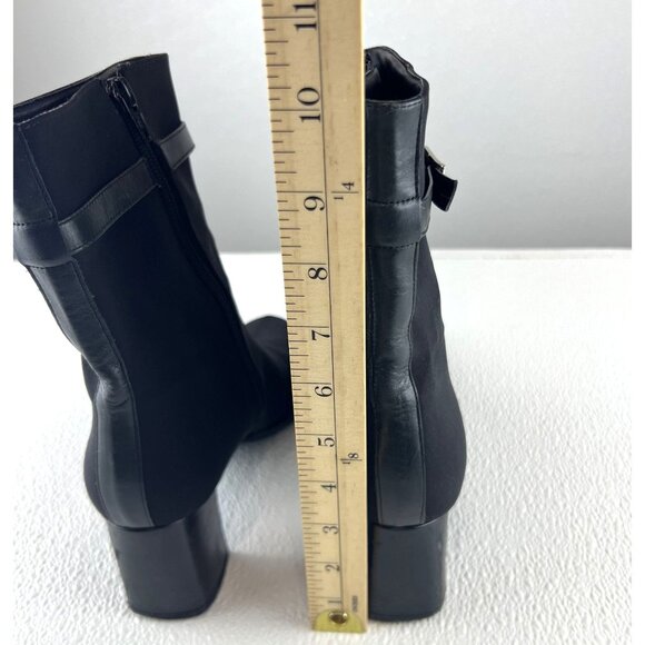 Easy Spirit Black Block Heel Ankle Boots Size 9B Womens Fabric & Leather Upper - Picture 8 of 13